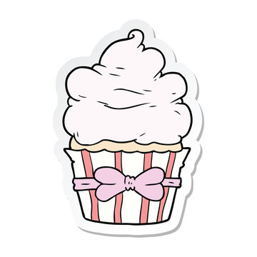 sticker of a cartoon fancy cupcake