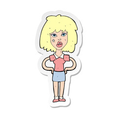 sticker of a cartoon tough woman