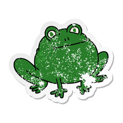 distressed sticker of a quirky hand drawn cartoon frog