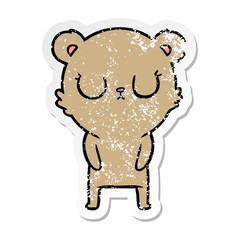 Fototapeta premium distressed sticker of a peaceful cartoon bear