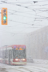 Toronto streetcar in winter