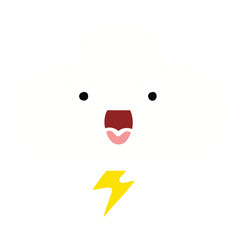 flat color retro cartoon storm cloud