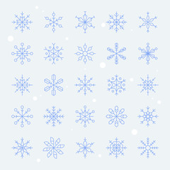 beautiful pattern ice crystal set. flat design style minimal vector illustration