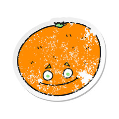 retro distressed sticker of a cartoon orange