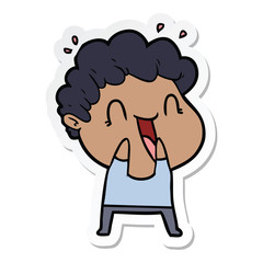 sticker of a cartoon happy man