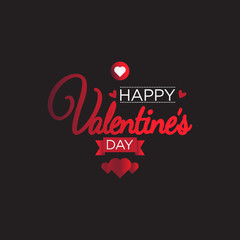 Valentine's Day greeting with Red Hearts isolated on dark Background.