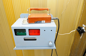 Dose rate meter set in a passageway of the Chernobyl Nuclear Power Plant