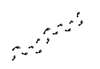 Footprints on a white background. In flat style