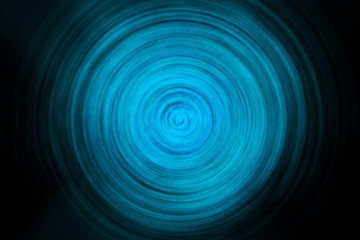 Blue round abstract object isolated on black background. Swirl effect.  Modern  art illustration