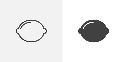 Lemon fruit icon. line and glyph version, outline and filled vector sign. Lime citrus linear and full pictogram. Symbol, logo illustration. Different style icons set