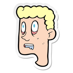 sticker of a cartoon staring man drooling