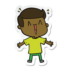 sticker of a cartoon excited man