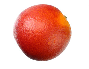 one red blood orange fruit isolated on white background