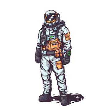 Astronaut spaceman in suit white background