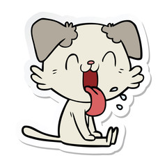 sticker of a cartoon panting dog