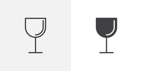 Wine glass icon. line and glyph version, outline and filled vector sign. Wineglass linear and full pictogram. Symbol, logo illustration. Different style icons set