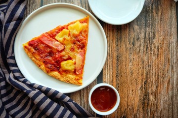 Pizza on white plate. 