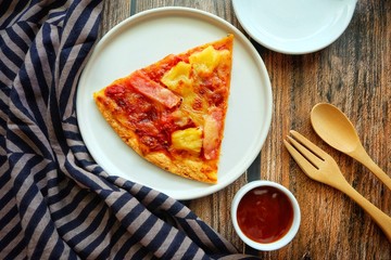 Pizza on white plate. 