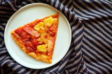 Pizza on white plate. 