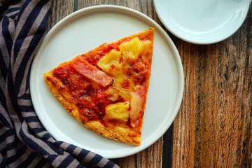 Pizza on white plate. 