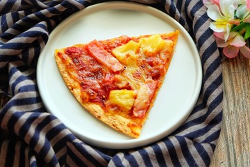 Pizza on white plate. 