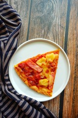 Pizza on white plate. 