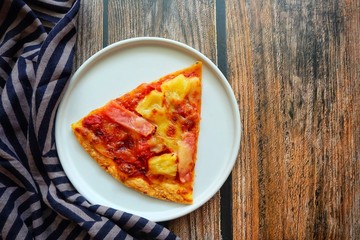 Pizza on white plate. 