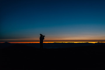 Obraz premium Sunset on the top of the mountain in Switzerland.