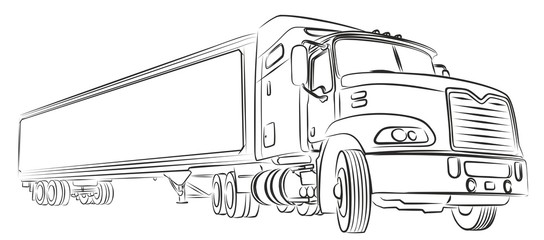 A sketch of the big truck with the trailer. © larisska_c