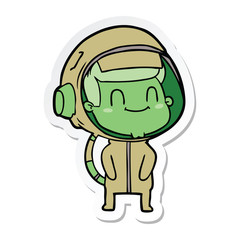 sticker of a happy cartoon astronaut man