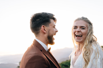 Happiness and smile lovers. The love story of a young couple.