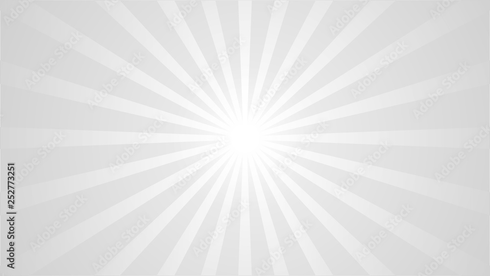 Poster Abstract Grey and White Background with Starburst effect. and Sunburst beams element. starburst shape on white. Radial circular geometric shape.