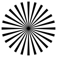 Obraz premium black and white beams element. Sunburst, starburst shape on white. Radial circular geometric shape.