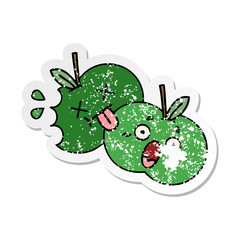 distressed sticker of a cute cartoon apples