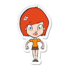 sticker of a cartoon pretty woman
