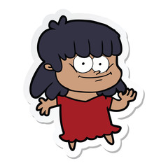 Obraz premium sticker of a cartoon smiling woman