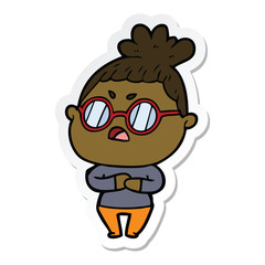 sticker of a cartoon annoyed woman