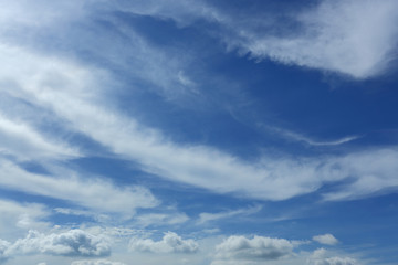 fluffy white cloud moving above clear blue sky