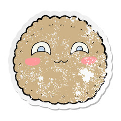 distressed sticker of a cartoon biscuit