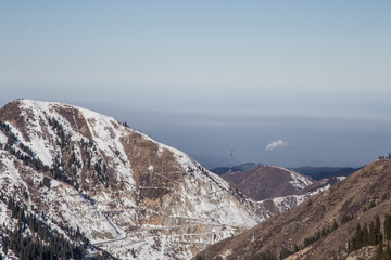 Mountain landscape on the sunny winter day