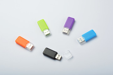 Multi colored USB sticks