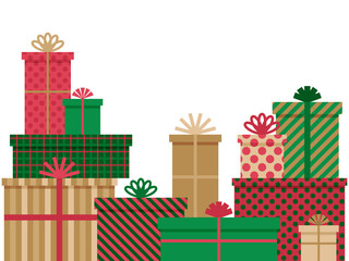 Gift boxes flat vector illustration. 