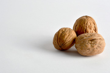 Walnuts on white background
