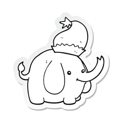 sticker of a cute cartoon christmas elephant