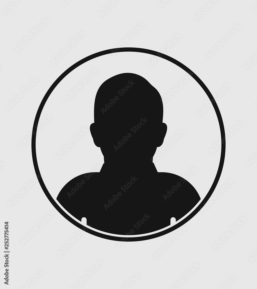 Poster man profile icon with circle shape on gray background
