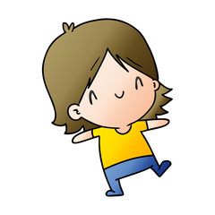 gradient cartoon of a cute kawaii girl