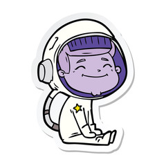 sticker of a happy cartoon astronaut