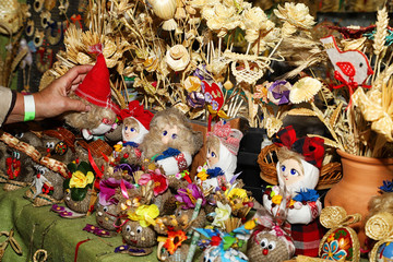 Souvenirs in the craft workshop in Dudutki manor in Belarus