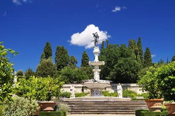 Fototapeta premium Fountain of Hercules and Anteo in the garden of Royal Villa of Castello, Florence, Italy