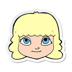 sticker of a cartoon happy female face